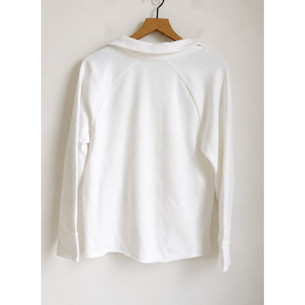NWOT Haven Well Within Organic Terry White Polo Pullover Top Sweatshirt Large - Picture 4 of 5